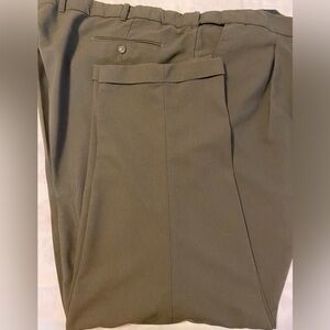 Men’s Geoffrey Beene Brand Olive Green Pleated Dress Pants 52X30